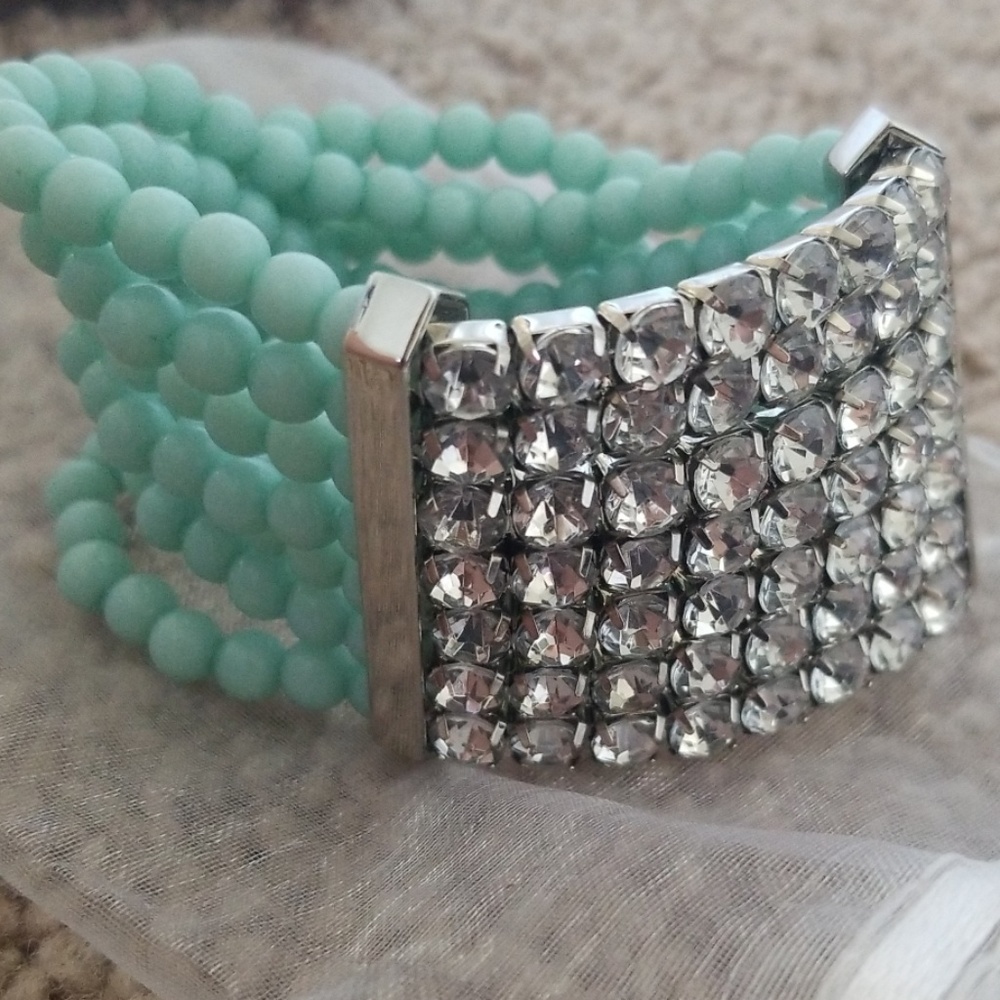 Turquoise and Rhinestone Bracelet